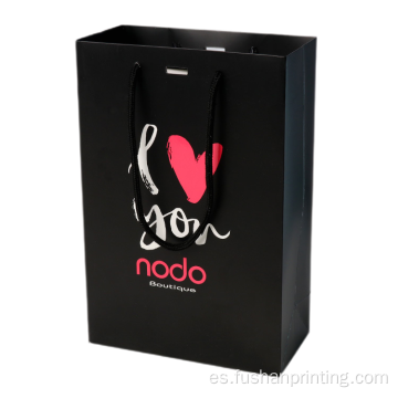 Bolso de papel de regalo de compras cosmético negro de moda